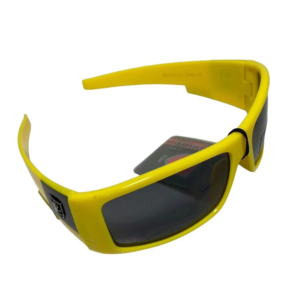 Khan Sunglasses Boys Yellow Plastic Sport Running Jogging Gray Lens NWTS
